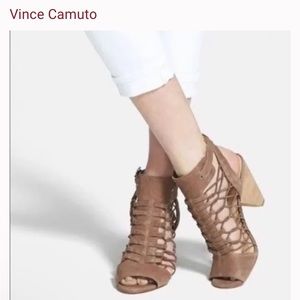 Vince Camuto Evel brown caged gladiator heeled open-toe sandals Size 10. Used